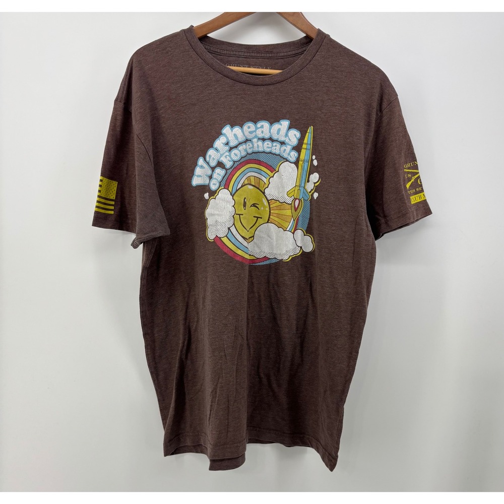 Grunt Style T Shirt Men's XL "Warheads Foreheads"Graphic Print Brown